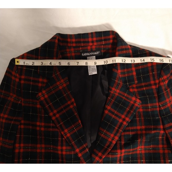 Savannah Blazer Wool Blend Christmas Holiday 4 Petite Jacket Red Green - Picture 5 of 8